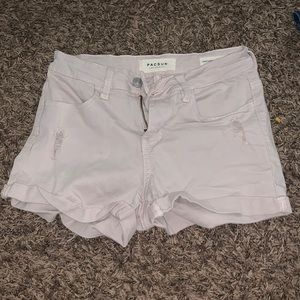 Pacsun light pink distressed denim shorts